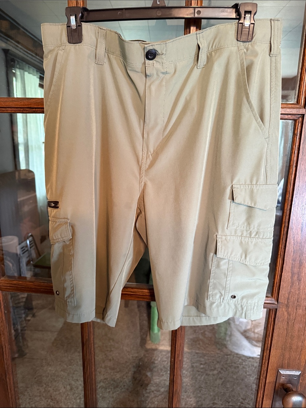 Iron Co Mens Cargo Shorts Sage Green Size 38 Performance Outdoor Hiking Fishing